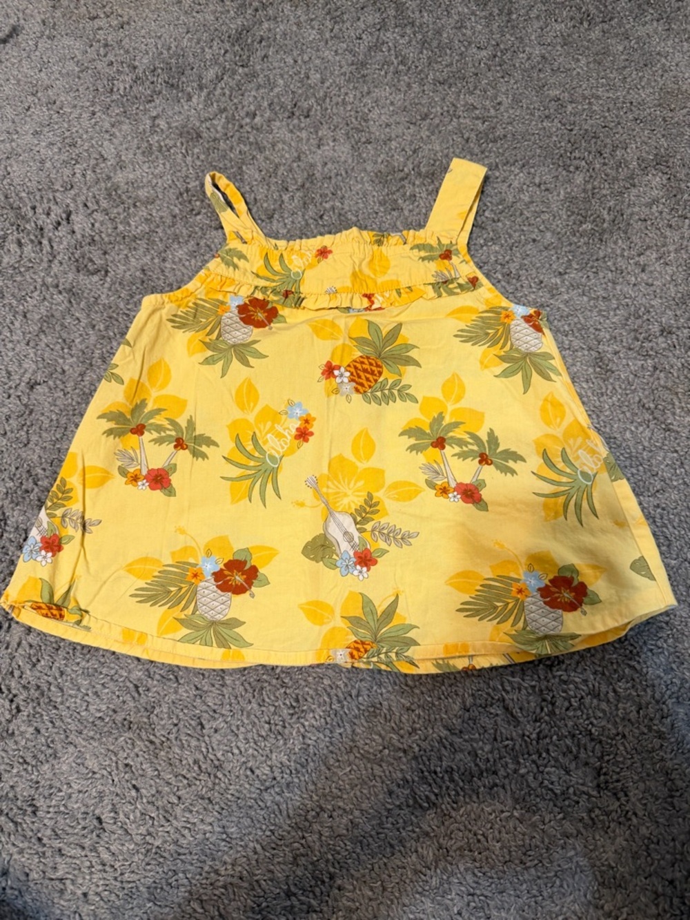 Yellow Floral Pineapple Tank Top for Kids